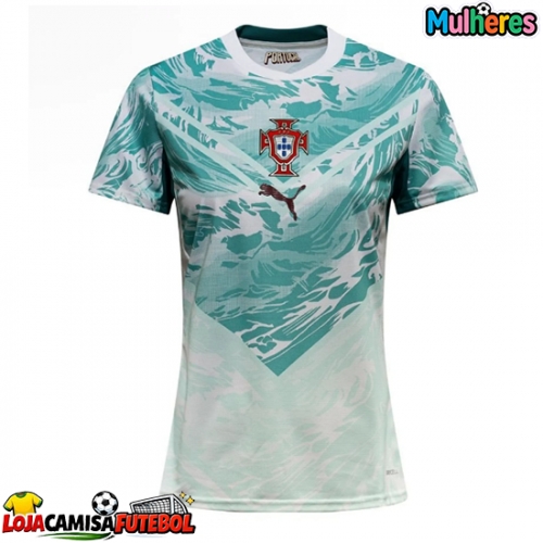 Camisa de Futebol Portugal Equipamento Secundário Mulheres Mundo 2026 Manga Curta